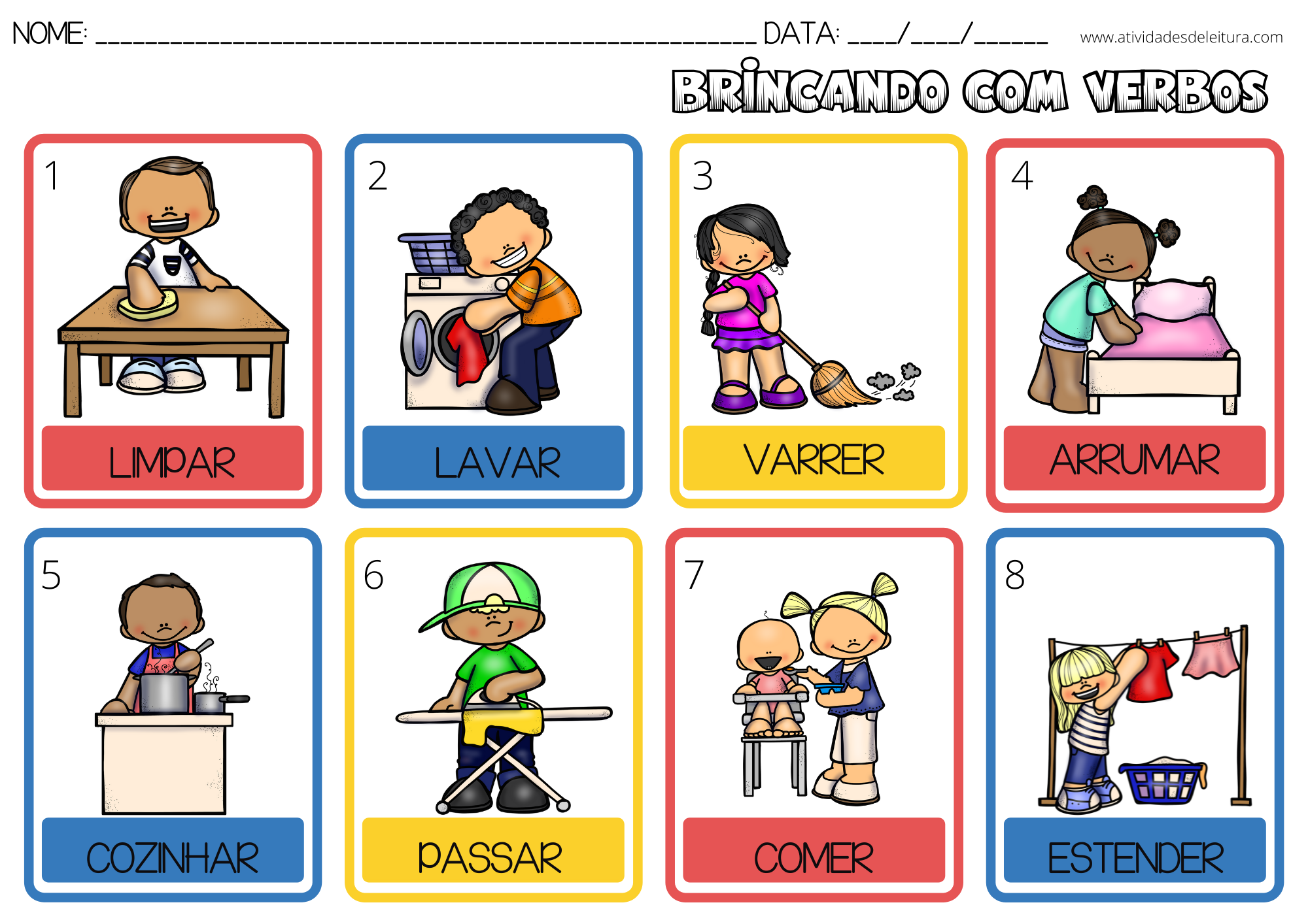 Atividades para aprender os verbos de ação